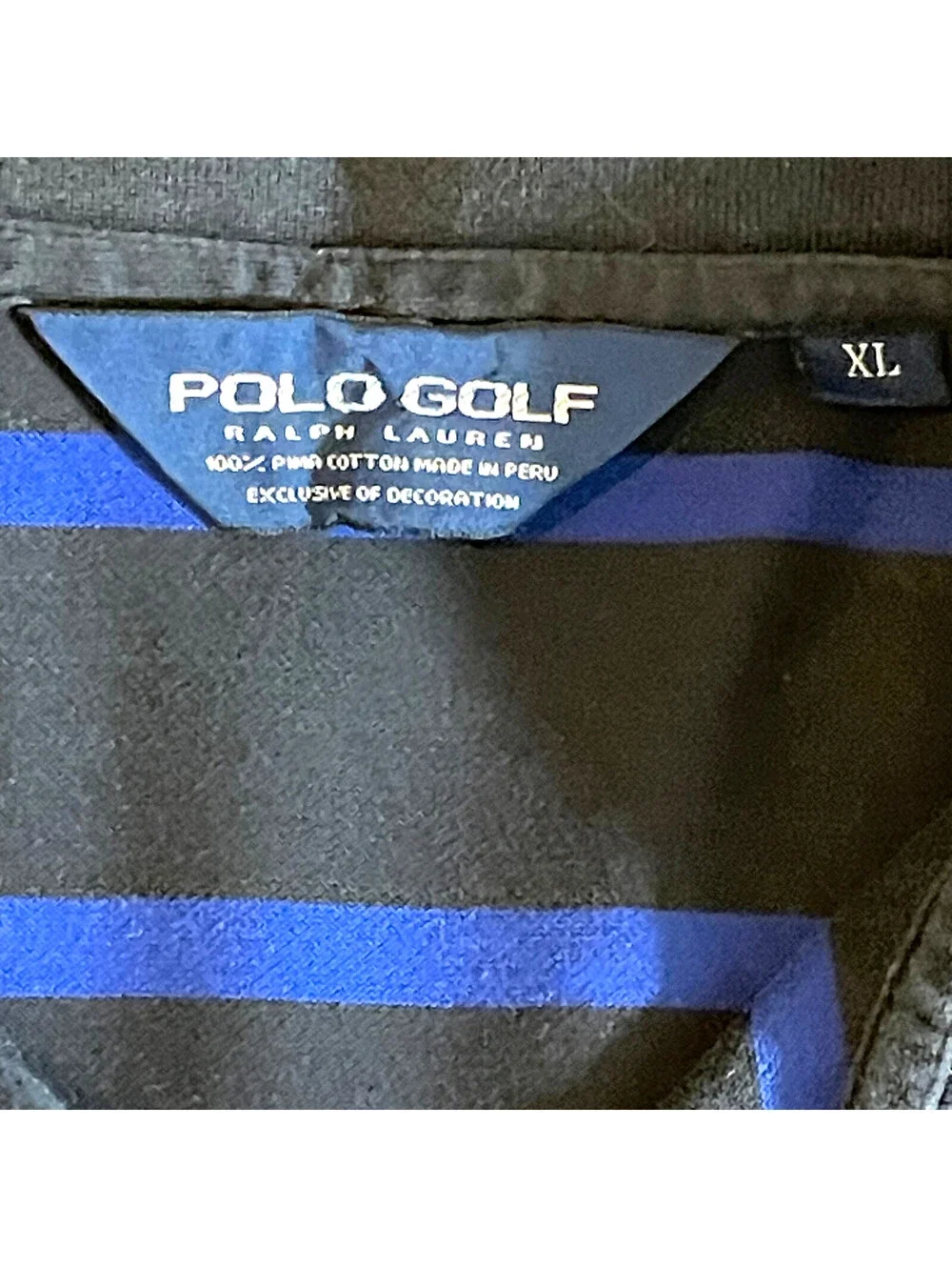 Polo Ralph Lauren Mens S/S Polo Shirt XL Blue Striped Cotton